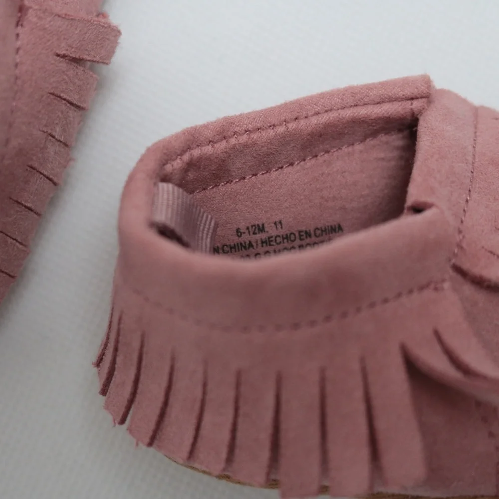 Old Navy Baby Infant Blush Faux Suede Moccasins Booties Size 6-12M